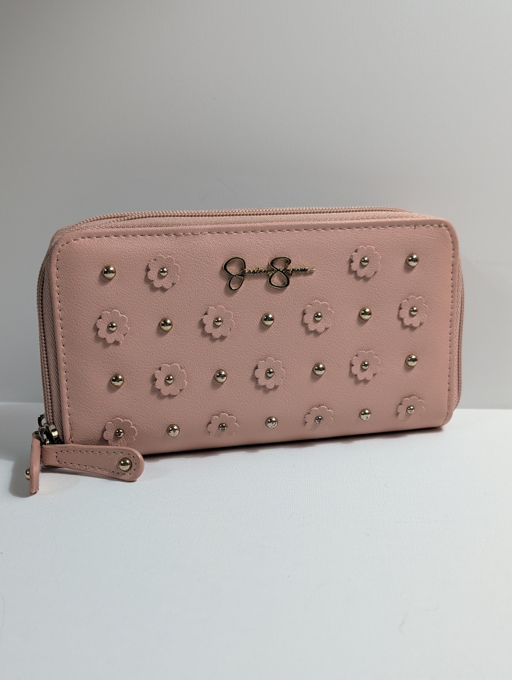 Jessica Simpson Genesa Rose Smoke Studded Double Zip Around Wallet